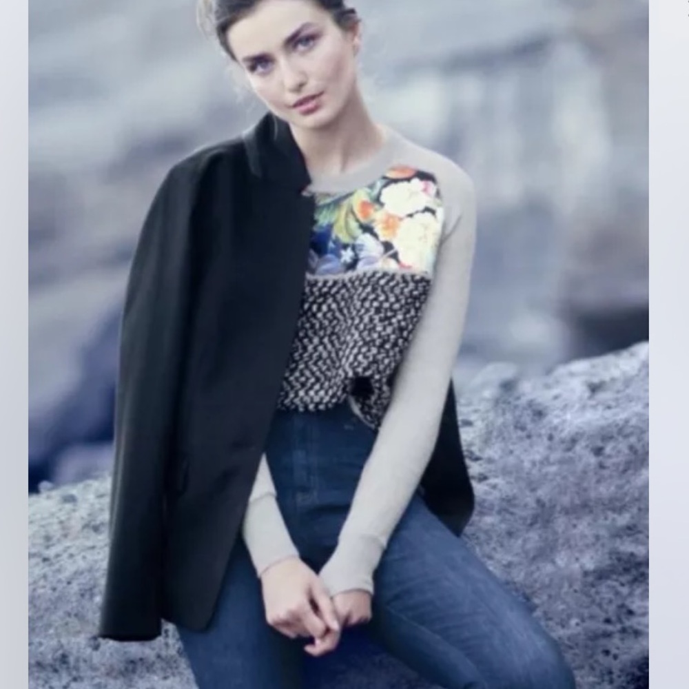 NWT H.crew mixed media sweater